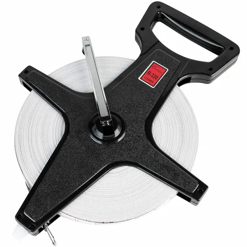 Vista 7 de Champion Sports Cintas medidoras de carrete abierto: manivela duradera con punta de metal, pies y medidores de doble cara, perfectas para pista