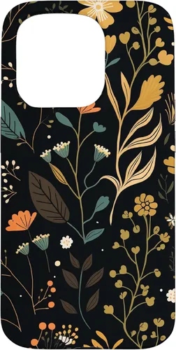 Vista 14 de Floral Aesthetic Simple Boho Modern Botanical Flowers Black Case for iPhone 17
