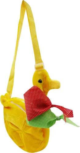 Vista 3 de Lindo bolso de felpa con forma de animal esponjoso bolso bandolera bandolera para mujeres, niños y niñas, Amarillo