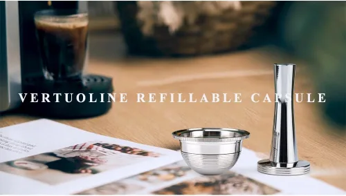 Vista 4 de Sesama Cápsulas de café reutilizables para Nespresso VertuoPlus VertuoPlus Vertuoline Series 304 de acero inoxidable, ecológicas, recargables