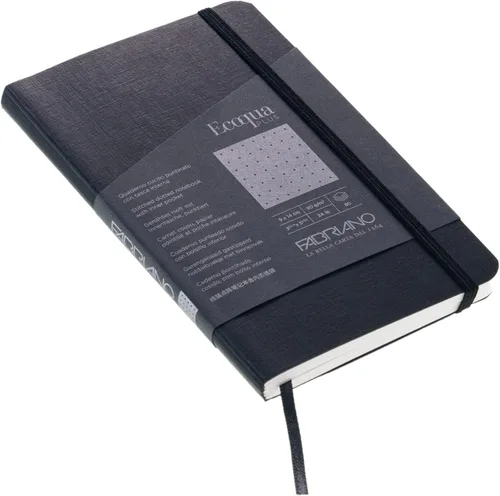 Vista 4 de Fabriano Ecoqua Plus - Cuaderno encuadernado con puntadas, 3.5 x 5.5 pulgadas, punteado, negro