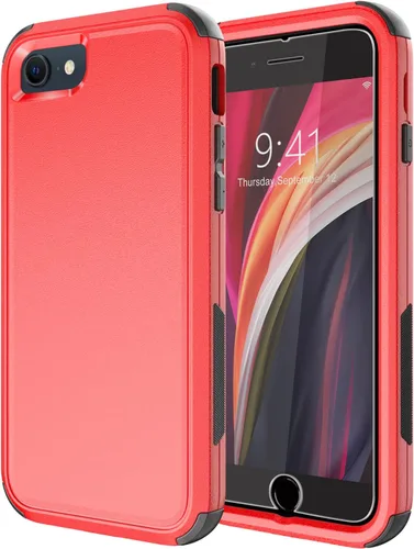 Vista 8 de Diverbox Funda diseñada para iPhone SE con protector de pantalla, resistente a los golpes, resistente a los golpes, para Apple iPhone se Phone Negro