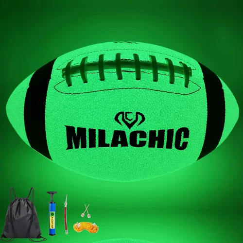 Vista 7 de Balón de fútbol que brilla en la oscuridad Tamaño 9 y Tamaño 6 para jóvenes, balones de fútbol luminosos y brillantes con súper agarre, de piel