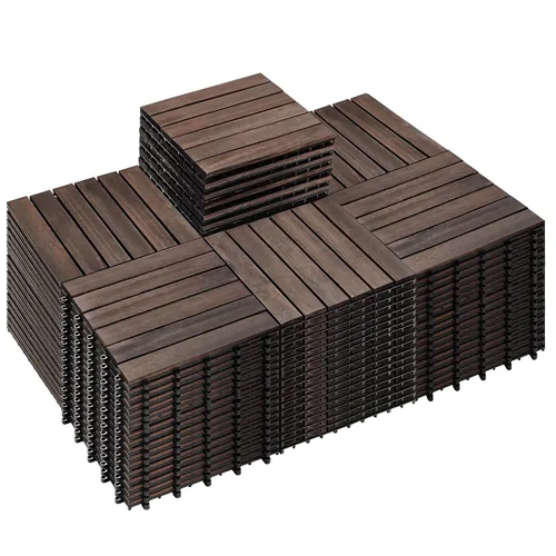 Vista 27 de PrimeZone - 9 azulejos entrelazados de madera de acacia sólida para terraza, patio, 12 x 12 pulgadas, impermeables, para interiores y exteriores
