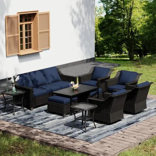 Vista 48 de Joyside Juego de 2 sillas de mimbre para patio, muebles de ratán para exteriores con reposabrazos anchos y cojines gruesos, tamaño grande mejorado