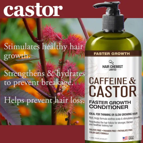 Vista 6 de Hair Chemist Acondicionador de crecimiento más rápido con cafeína y ricino, 33.8 onzas, acondicionador para el cabello para un crecimiento más