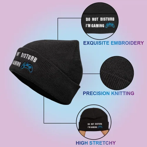 Vista 2 de Do Not Disturb Gaming Socks, Black Beanie Baseball Cap Hat Valentines Fathers Day Gamer Gifts Christmas for Men Teenage Boys