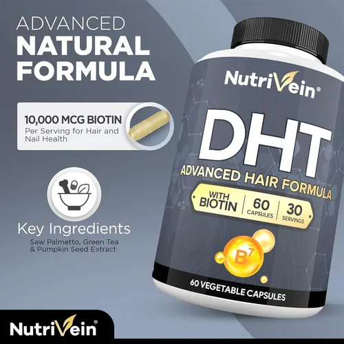 Vista 4 de Nutrivein Cápsulas de colágeno múltiple premium y paquete bloqueador DHT: cápsulas de péptidos de colágeno múltiple de alta absorción y bloqueador