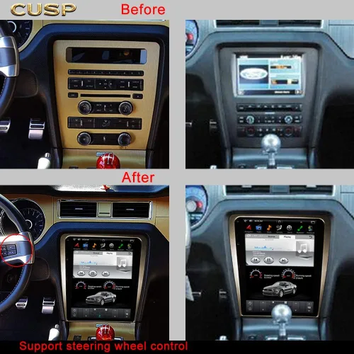 Vista 2 de CUSP Radio estéreo de coche GPS para Ford Mustang 2010-2014 coche PX3 Quad Core 2G+32G AUTO A/C y A/C manual