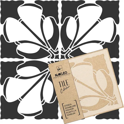 Vista 11 de NAKLEO Plantilla de plástico reutilizable para azulejos, flor de diente de león de Alicante, geométrica marroquí, bloque de pavimento, piso
