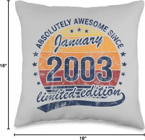 Vista 4 de Awesome Since 2003 Limited Edition Retro Birthday So Absolutely Awesome Since January 2003 - Almohada de cumpleaños para hombre y mujer, 16 x 16