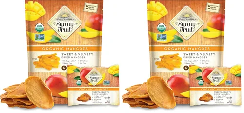 Vista 9 de Sunny Fruit Mangos secos orgánicos suaves – 1 bolsa (5 paquetes de porciones individuales) Sin conservantes, sulfuros o azúcar añadido Paquetes