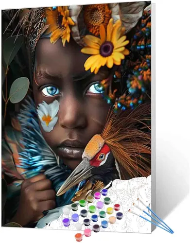 Vista 36 de Paquete de 6 pinturas por números para mujeres sudafricanas para adultos, principiantes, músicos negros, kits de pintura al óleo sobre lienzo