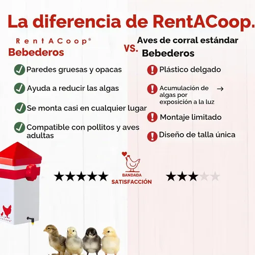 Vista 3 de RentACoop Bebedero de pollo de 32 onzas con 2 pezones versátiles