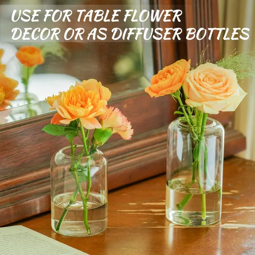 Vista 3 de Juego de 9 jarrones de cristal transparentes para centros de mesa, jarrón de cristal pequeño moderno para bodas, fiestas, centros de mesa