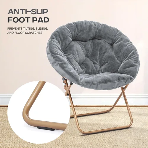 Vista 11 de Cómoda silla con platillo, silla de sala de estar, silla plegable acolchada suave de piel sintética, silla de luna cómoda para sala de estar