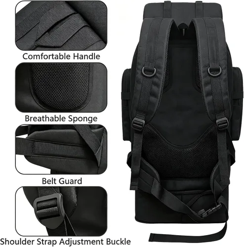 Vista 5 de 80L/100L senderismo mochila hombres camping mochila grande al aire libre viaje militar táctica Molle Trekking bolsa mujeres