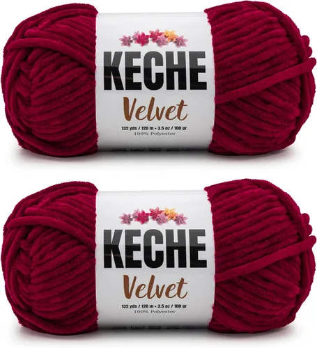 Vista 146 de Keche Hilo para ganchillo, hilo de terciopelo, chenilla suave, manta de bebé voluminosa amigurumi Yarn 3.53 oz (132 yardas) - Arona