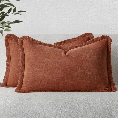 Vista 80 de MIULEE Fundas de almohada decorativas con flecos de lino bohemio beige 16 x
