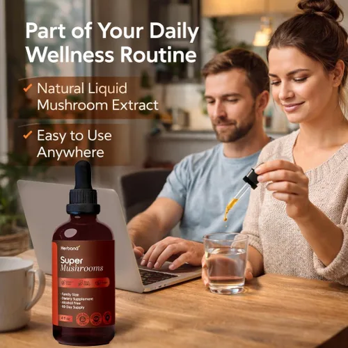 Vista 6 de Super Mushroom Complex 8 en 1 Extracto líquido – Gotas de 4 onzas líquidas con melena de león Reishi Cordyceps Chaga Maitake cola de pavo Shiitake