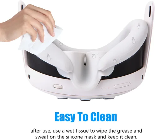 Vista 4 de OOAVR 4Pcs VR Silicone Face Cover for Oculus Quest 3,Light-Thin VR Face Pads,Waterproof Anti-Dirty Replacement Facial Cushion VR Pads Accessories