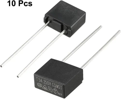 Vista 4 de uxcell 10pcs DIP montado en miniatura cuadrado lento golpe micro fusible T5A 5A 250V negro