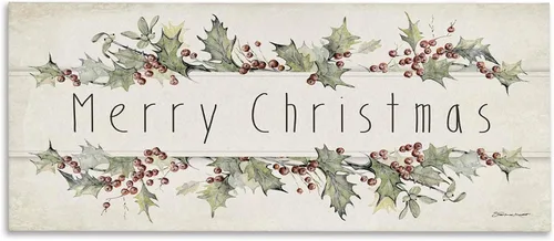 Vista 9 de Stupell Industries All Safely Gathered Frase Winter Holly Florals, placa de pared diseñada por Stephanie Workman Marrott, 7 x 17 pulgadas
