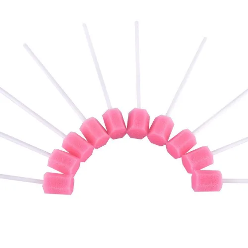 Vista 4 de Hisopos de limpieza dental desechables para cuidado bucal Esponja hisopos 100pcs/set (rosa)