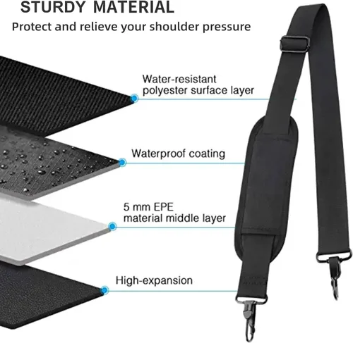 Vista 5 de Ytonet Correa para el hombro, correa de hombro acolchada universal ajustable de 52 pulgadas para laptop, cinturón cómodo de repuesto con ganchos