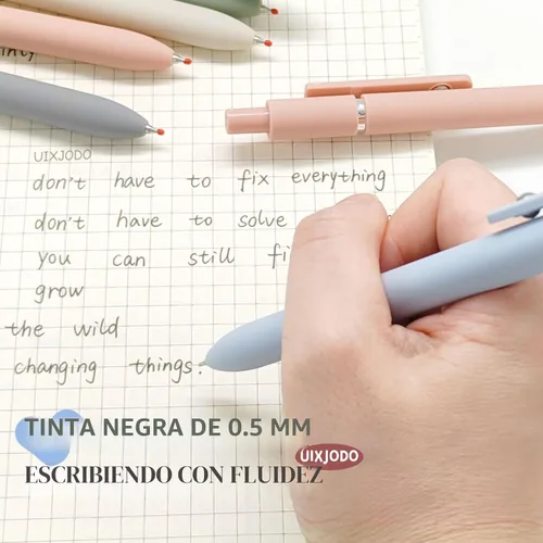 Vista 5 de UIXJODO Bolígrafos de gel, 10 piezas de 0,5 mm, bolígrafos de tinta negra de punta fina de escritura suave, bolígrafos retráctiles de la serie