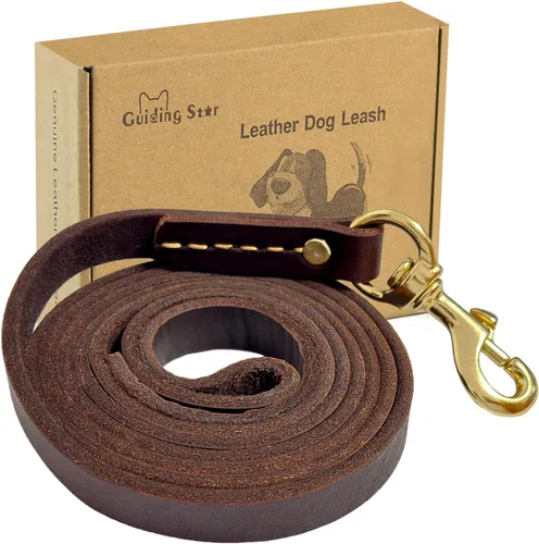 Vista 7 de Guiding Star Correa de cuero para perro de 4 pies, correas para perros grandes, resistente, correa de entrenamiento de cuero suave hecha a mano