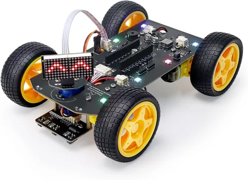 Vista 9 de Freenove Mecanum Wheel - Kit de coche para Raspberry Pi Pico (incluido) (compatible con Arduino IDE), expresiones de matriz de puntos, prevención