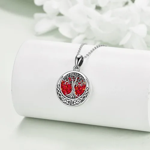Vista 3 de ONEFINITY Collar con medallón de árbol de la vida, collar de plata de ley que sostiene fotos, colgante de medallón del árbol de la vida