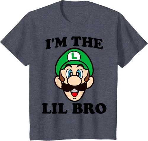 Vista 13 de Super Mario Camiseta de retrato Luigi I'm The Lil Bro, Blanco