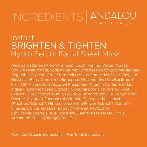 Vista 6 de Andalou Naturals Instant Brighten and Tighten Hydro Serum Máscara facial facial de una sola cara, 0.6 onzas (paquete de 6)