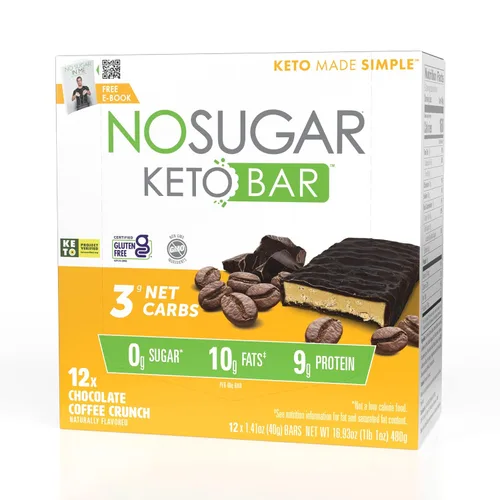 Vista 2 de Snack Keto Bar sin azúcar, bajo en carbohidratos, sin azúcar, con macros aptos para dieta cetogénica