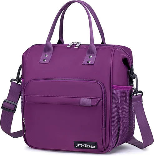Vista 15 de TuErCao - Bolsa de almuerzo pequeña, ligera y aislada para mujer; para trabajo, portátil, suave enfriador para pícnic, viajes, viajes por carretera