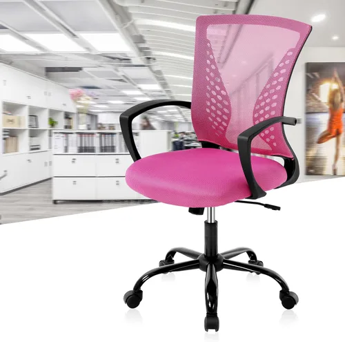 Vista 9 de TTY Store Silla de oficina de malla para el hogar, silla de escritorio ergonómica con soporte lumbar, reposabrazos ejecutivo, ajustable, giratoria