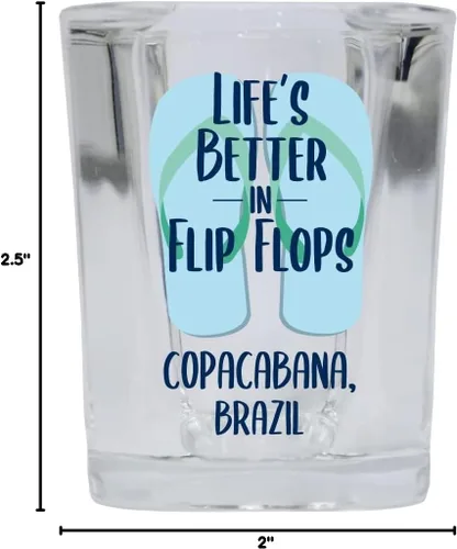 Vista 3 de Copacabana Brazil Beach Souvenir - Vaso de chupito de base cuadrada, 2 onzas, individual