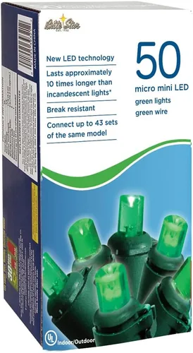 Vista 8 de Brite Star Mini luces LED micro de 50 litros, verde, cable verde