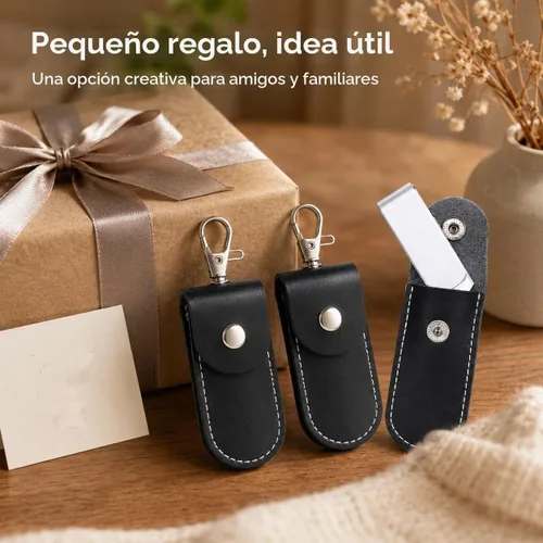 Vista 5 de Funda de cuero para unidad flash USB de 3 uds Negro