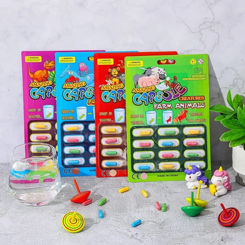 Vista 2 de Gejoy Paquete de 8 cápsulas de cultivo de agua para niños, cápsulas de animales acuáticos, dinosaurio, unicornio, criatura marina, juguetes de baño