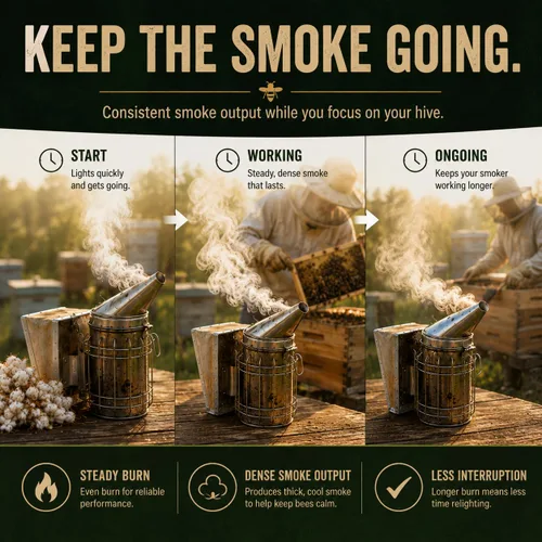 Vista 5 de Combustible para fumador de colmena de abejas Fibra de algodón 100% natural Bolsa de 1 LB
