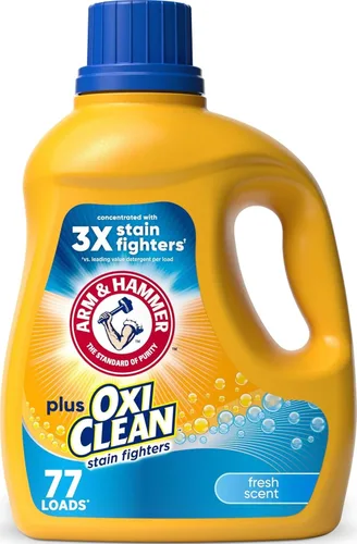 Vista 12 de ARM & HAMMER Plus OxiClean Ultra Stain Fighters - Detergente líquido para ropa Removedor de manchas para ropa, aroma a prado limpio, 74 cargas