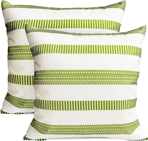 Vista 26 de Juego de 2 fundas de almohada decorativas negras boho 16x16 pulgadas, fundas de almohada de lino modernas estilo bohemia campestre para exteriores