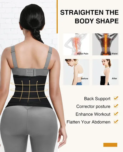 Vista 4 de FeelinGirl Neoprene Waist Trainer for Women 3 Straps Tummy Control Workout Corset Cincher Long Torso Trimmer Sauna Belt