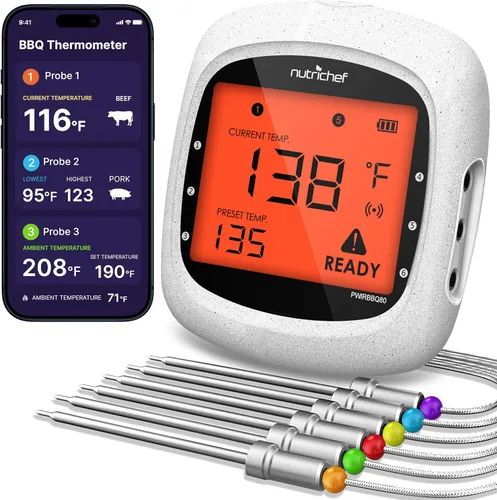 Vista 7 de NutriChef Termómetro de barbacoa mejorado, sondas de temperatura – 2 piezas de acero inoxidable para NutriChef PWIRBBQ80 termómetro digital