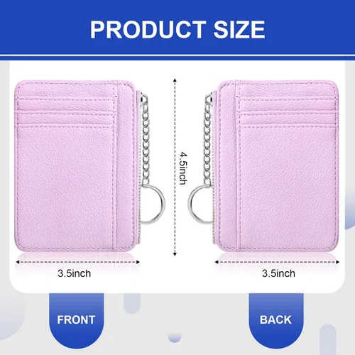 Vista 2 de Buryeah 2 carteras minimalistas delgadas de cuero con bolsillo frontal, carteras con bloqueo RFID, para mujer, tarjetero para tarjetas de crédito