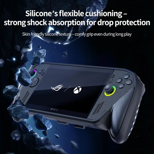 Vista 5 de Funda protectora con función atril para Rog Ally X/Rog Ally 2025 - Funda de TPU a prueba de golpes con soporte, antideslizante y anticolisión