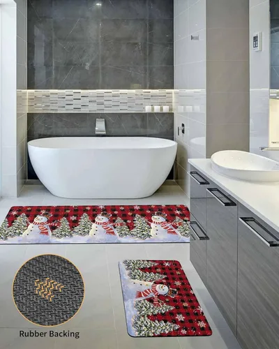 Vista 5 de Buffalo - Tapete de baño con diseño de muñeco de nieve para bañera, antideslizante, de secado rápido y absorbente, de tierra de diatomeas, fregadero